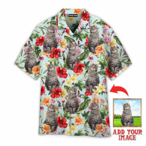 Tropical Flowers Maine Coon Cats Custom Hawaiian Shirt Pn302099Lb - For Men And Women - Kids  - Thelegend59