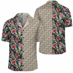 Tropical Flowers Palm And Leaves Lauhala Moiety Hawaiian Shirt  - Thelegend59