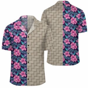 Tropical Flowers With Hummingbirds Palm Leaves Lauhala Moiety Hawaiian Shirt  - Thelegend59