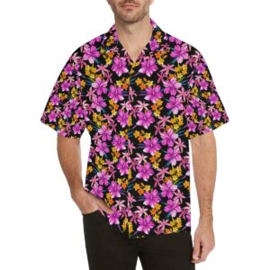 Tropical Folower Pink Hibiscus Print Hawaiian Shirt  - Thelegend59