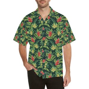 Tropical Folower Red Heliconia Print Hawaiian Shirt  - Thelegend59
