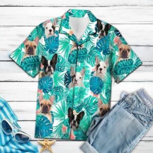 Tropical French Bulldog Green Amazing Design Hawaiian Shirt  - Thelegend59