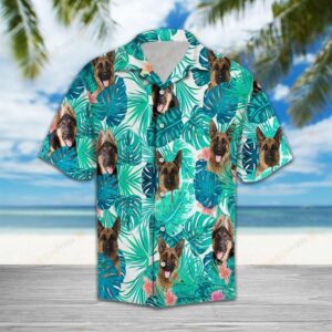 Tropical German Shepherd Green Unique Design Hawaiian Shirt  - Thelegend59