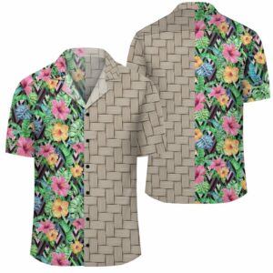 Tropical Hibiscus Banana Leafs Lauhala Moiety Hawaiian Shirt  - Thelegend59