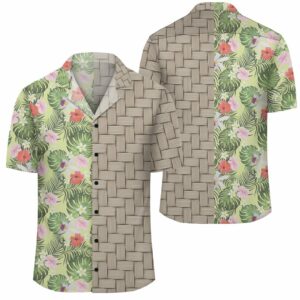 Tropical Hibiscus Plumeria Green Lauhala Moiety Hawaiian Shirt  - Thelegend59