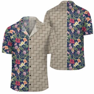 Tropical Hibiscus Red And Plumeria White Lauhala Moiety Hawaiian Shirt  - Thelegend59