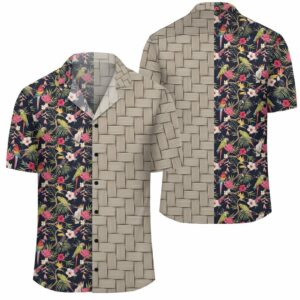 Tropical Hibiscus Strelitzia Palm Leaves Lauhala Moiety Hawaiian Shirt  - Thelegend59