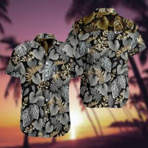 Tropical Leaf Gray Fashion Design Hawaiian Shirt  - Thelegend59