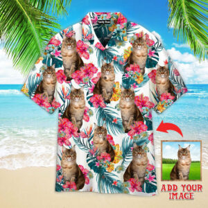 Tropical Leaves And Flowers Maine Coon Cats Custom Hawaiian Shirt Pn302098Lb - For Men And Women - Kids  - Thelegend59