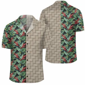 Tropical Monstera Leaf Green Mix Lauhala Moiety Hawaiian Shirt  - Thelegend59