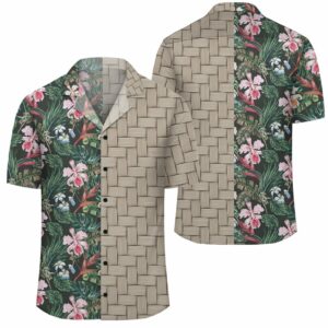 Tropical Monstera Leaf Red Lauhala Moiety Hawaiian Shirt  - Thelegend59