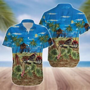 Tropical Motorcycles Unisex Hawaiian Aloha Hawaiian Shirtss  - Thelegend59