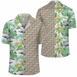 Tropical Orange Orchids Strelitzia Monstera Lauhala Moiety Hawaiian Shirt  - Thelegend59