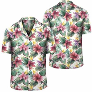Tropical Palm Leaf White Hawaiian Shirt  - Thelegend59