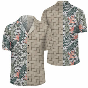 Tropical Palm Leaves And Flowers Lauhala Moiety Hawaiian Shirt  - Thelegend59