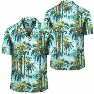 Tropical Palm Trees Blue Hawaiian Shirt  - Thelegend59