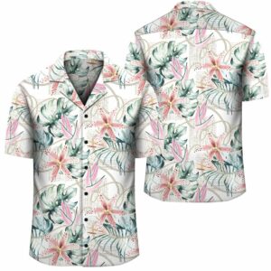 Tropical Pattern With Orchids Leaves And Gold Chains Hawaiian Shirt  - Thelegend59