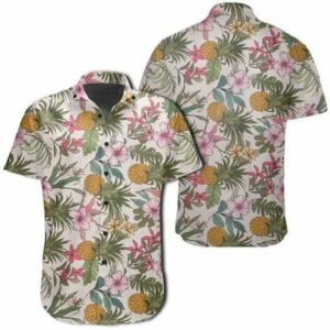 Tropical Pineaapple Hawaiian Graphic Print Short Sleeve  - Thelegend59
