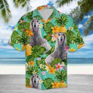 Tropical Pineapple Afghan Hound Green Best Design Hawaiian Shirt  - Thelegend59