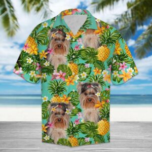 Tropical Pineapple Australian Silky Terrier Green Awesome Design Hawaiian Shirt  - Thelegend59