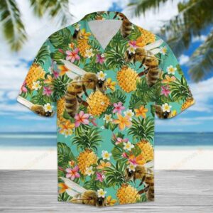 Tropical Pineapple Bee Multicolor Unique Design Hawaiian Shirt  - Thelegend59