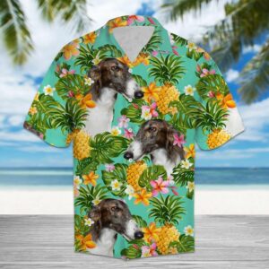 Tropical Pineapple Borzoi Green Unique Design Hawaiian Shirt  - Thelegend59