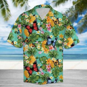 Tropical Pineapple Butterfly Multicolor Unique Design Hawaiian Shirt  - Thelegend59
