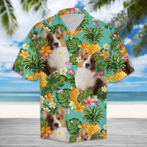 Tropical Pineapple Cardigan Welsh Corgi Hawaiian Shirt  - Thelegend59