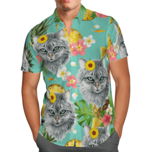 Tropical Pineapple Cat Hawaiian Shirt  - Thelegend59