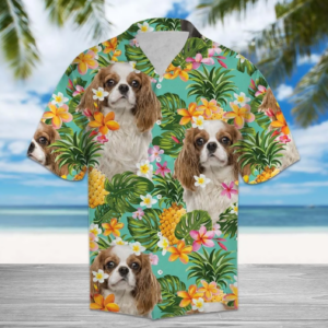 Tropical Pineapple Cavalier King Charles Spaniel Hawaiian Shirt  - Thelegend59