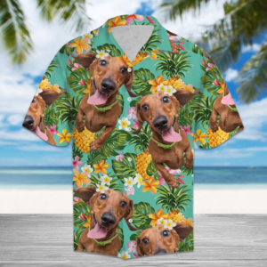 Tropical Pineapple Dachshund Hawaiian Shirt  - Thelegend59