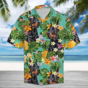 Tropical Pineapple Doberman Pinscher Hawaiian Shirt  - Thelegend59
