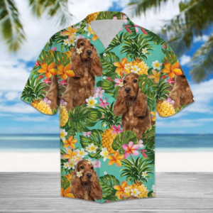 Tropical Pineapple English Cocker Spaniel Hawaiian Shirt  - Thelegend59