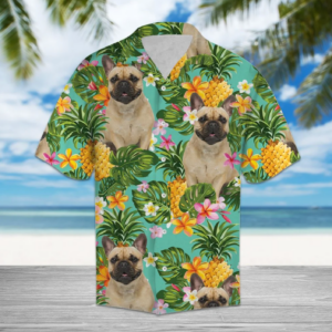 Tropical Pineapple French Bulldog Hawaiian Shirt  - Thelegend59