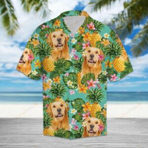 Tropical Pineapple Golden Retriever Multicolor Amazing Design Hawaiian Shirt  - Thelegend59