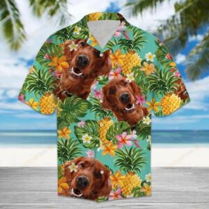 Tropical Pineapple Irish Setter Multicolor Unique Design Hawaiian Shirt  - Thelegend59