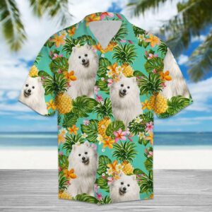 Tropical Pineapple Japanese Spitz Green Unique Design Hawaiian Shirt  - Thelegend59