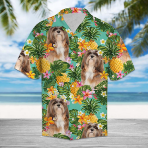 Tropical Pineapple Lhasa Apso Hawaiian Shirt  - Thelegend59