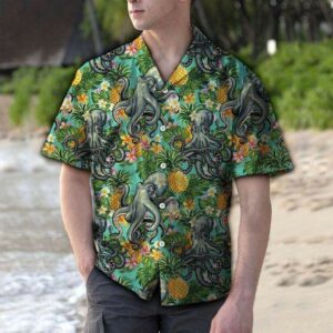 Tropical Pineapple Octopus Hawaiian Aloha Hawaiian Shirtss  - Thelegend59