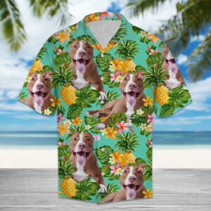Tropical Pineapple Pit Bull Terrier Hawaiian Shirt  - Thelegend59