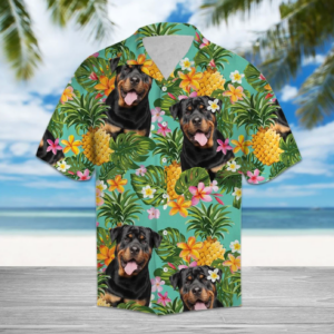 Tropical Pineapple Rottweiler Hawaiian Shirt  - Thelegend59