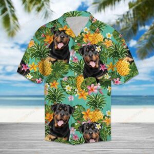 Tropical Pineapple Rottweiler Multicolor Amazing Design Hawaiian Shirt  - Thelegend59