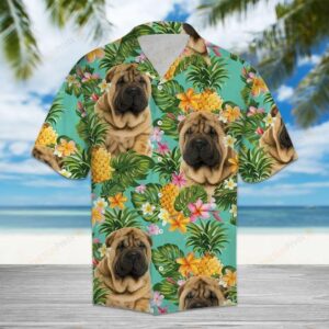Tropical Pineapple Shar Pei Multicolor Unique Design Hawaiian Shirt  - Thelegend59