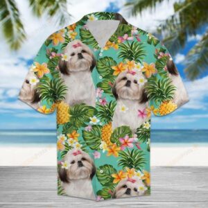 Tropical Pineapple Shih Tzu Multicolor Unique Design Hawaiian Shirt  - Thelegend59