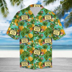 Tropical Pineapple Software Developer Green Amazing Design Hawaiian Shirt  - Thelegend59