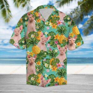 Tropical Pineapple Sphynx Multicolor Nice Design Hawaiian Shirt  - Thelegend59