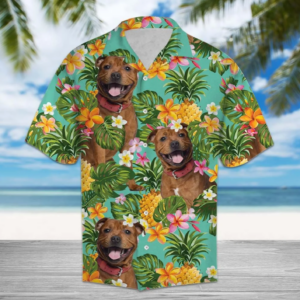 Tropical Pineapple Staffordshire Bull Terrier Hawaiian Shirt  - Thelegend59