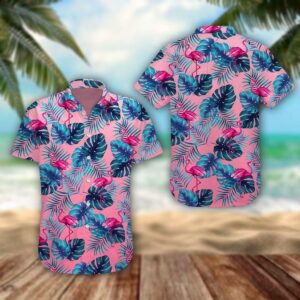 Tropical Pink Flamingo Pink Unique Design Unisex Hawaiian Shirt  - Thelegend59