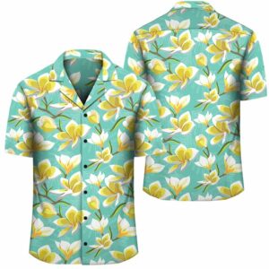 Tropical Plumeria Blue Hawaiian Shirt  - Thelegend59