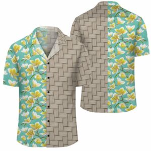Tropical Plumeria Blue Lauhala Moiety Hawaiian Shirt  - Thelegend59